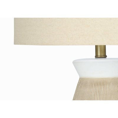 Lighting, 27"H, Table Lamp, Cream Ceramic, Beige Shade, Contemporary