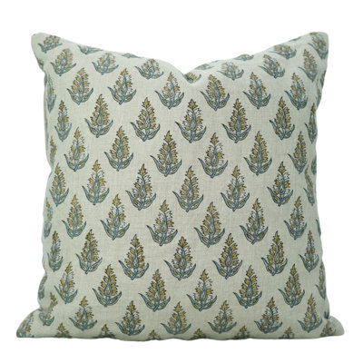 Fabdivine boho accent pillow cushion case, floral throw, spring fall, (Kanak Buti, Grey)