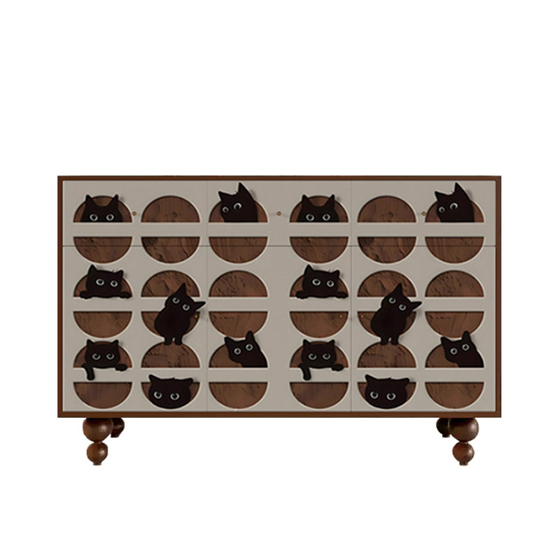 Armoire d'appoint et buffet Abstraction, Noyer / multicolore