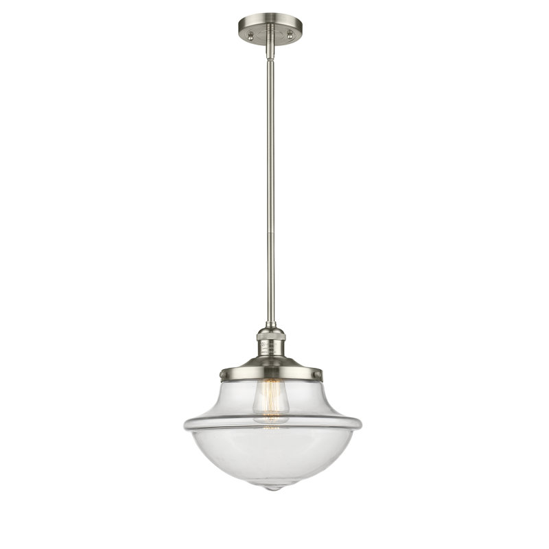 Luminaire suspendu simple à 1 lumière Baptiste, Ampoule non incluse, Transparent, Nickel poli