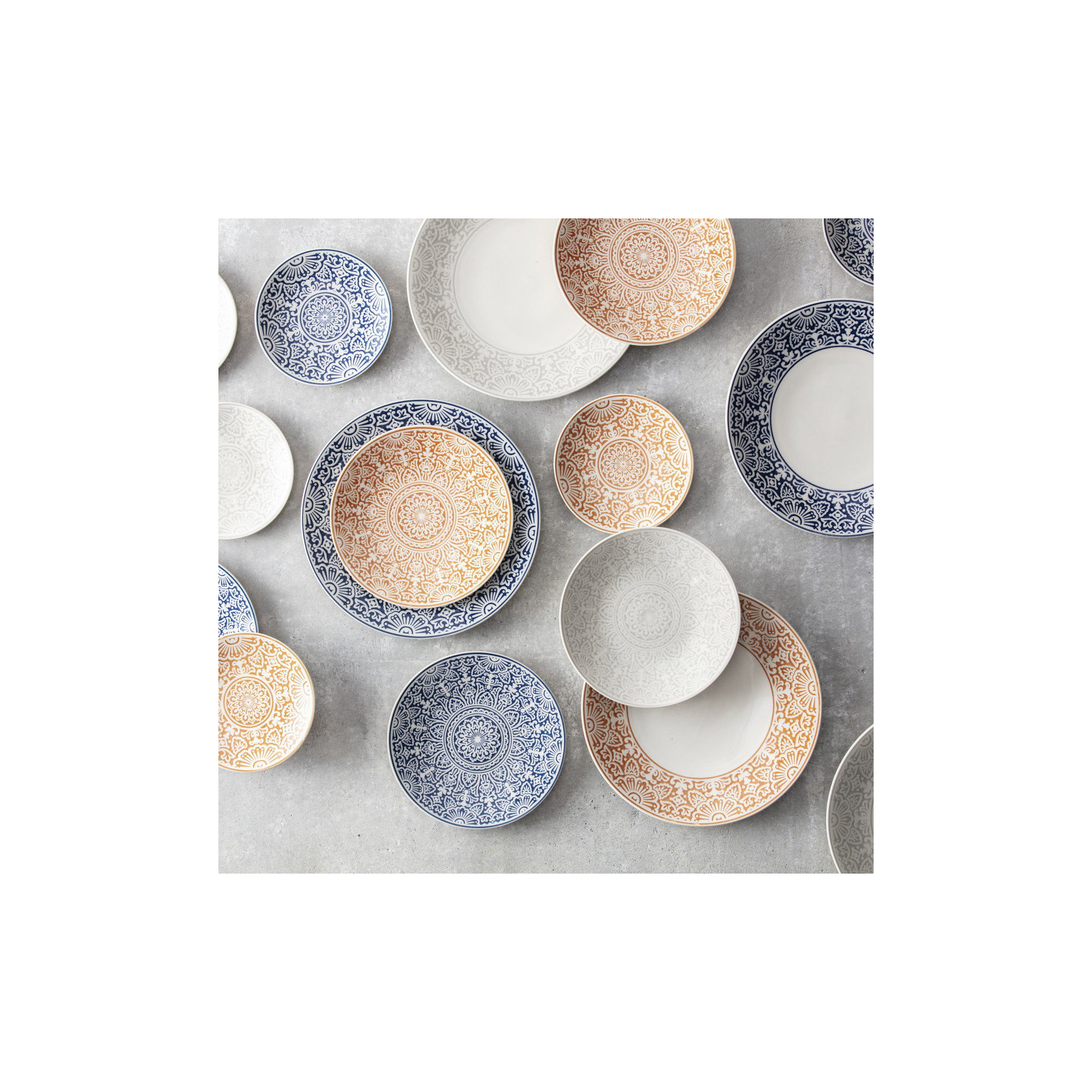 Fortessa Havana Porcelain, 8.5" Coupe Salad Plate (Set of 4), Honey, Blue
