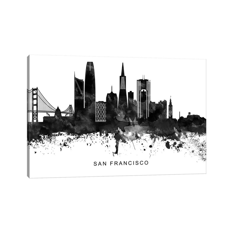 San Francisco Skyline Black & White - Wrapped Canvas Print, 152.5 cm H x 101.5 cm W