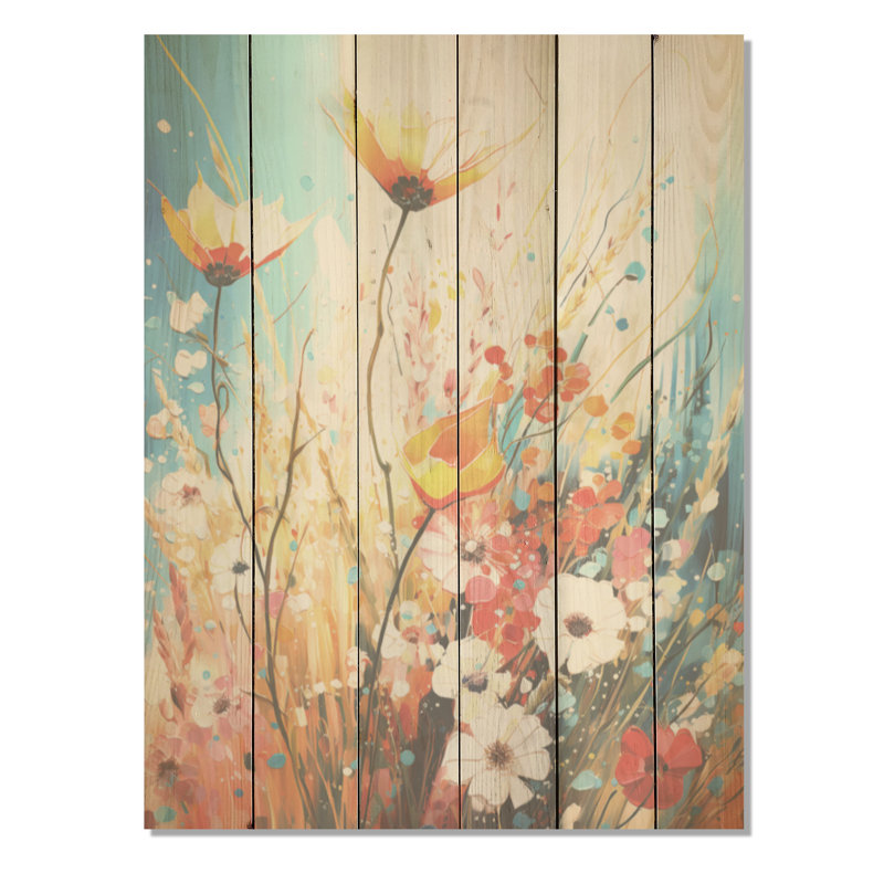 Garden Delights Wild Expression Blooms I - Plantes, art sur bois de pin naturel, H 40 po x l 30 po