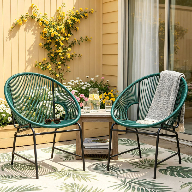 Indoor/Outdoor Patio Chair (Set of 2), Teal