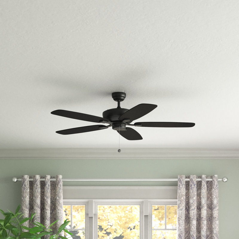 Midnight Black 52" Steel Ceiling Fan with 5 Blades