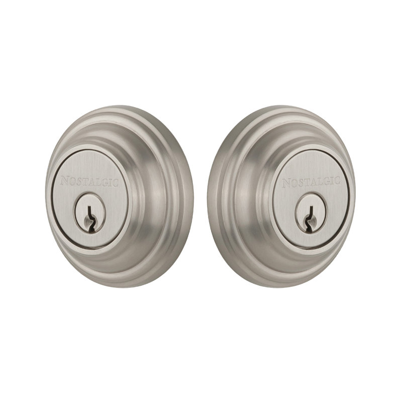 Nostalgic Warehouse Classic Rosette Double Cylinder Deadbolt, Satin Nickel