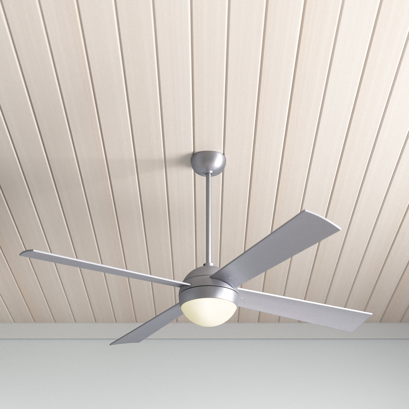 Ball 52" Ceiling Fan with LED Light Kit, Brushed Aluminum, Wall Control with Remote Handset (2-wire), Aluminum