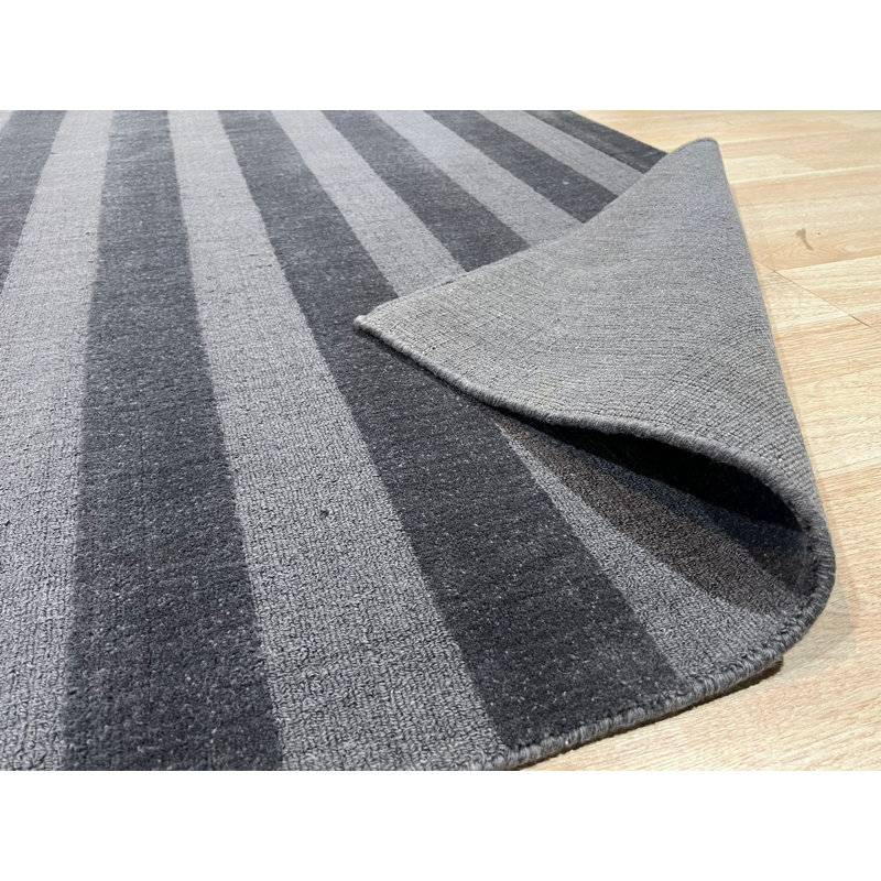 Contemporary Blue Handmade Blue And Gray Modern Hand-Knotted Wool Area Rug, Rectangle 9' x 12'
