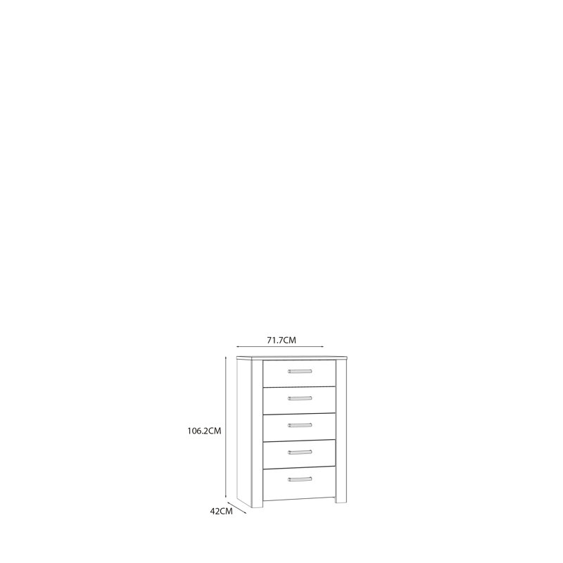 Pulkit 5 - Drawer Rectangle Accent Chest, White/Brown