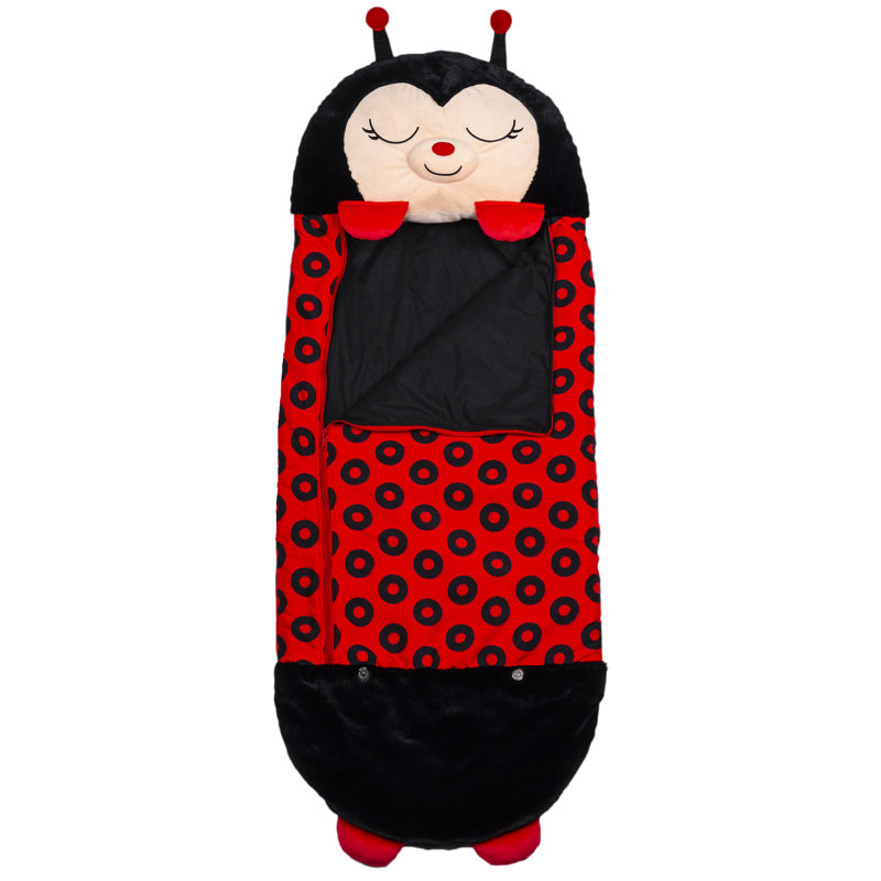 Happy Nappers: oreiller et sac somnolent: coccinelle, 2-en-1: animal en peluche s'ouvre dans un sac de couchage, personnage de jeu doux et de sieste, enfants de 3 ans et plus