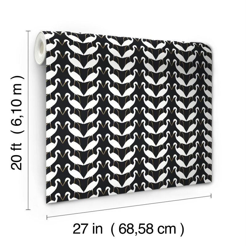 Rouleau de papier peint adhésif Elegant Birds, Noir / blanc