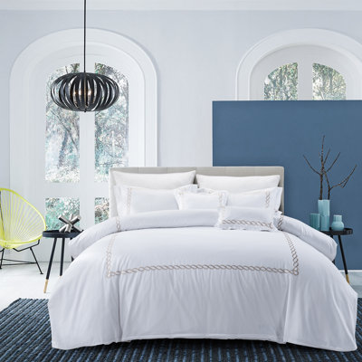 Ensemble de housse de couette en satin de coton 500 fils 