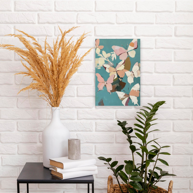 «Messy Butterflies», art mural contemporain abstrait, H 18 po x l 12 po
