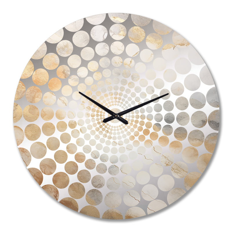 Mandel - Horloge murale peinture abstraite, Grand, White Gold
