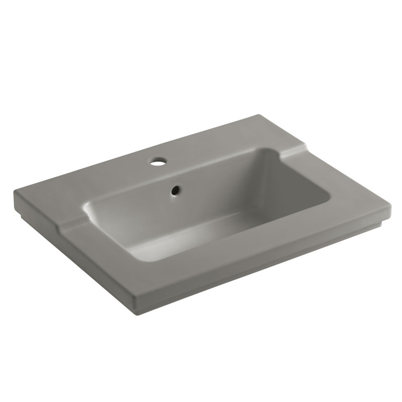 Lavabo de salle de bain à comptoir avec trou pour robinet Tresham, Noir / noir, Simple