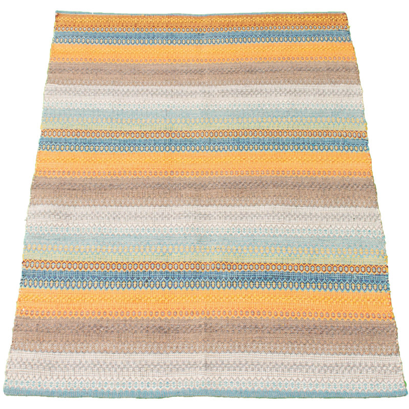 Wool Geometric Indoor Rug, Rectangle 4' x 5'10"
