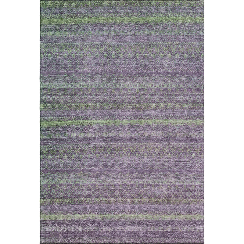 Premium Machine Washable Mayfield Striped Rug, 10' x 14', Purple