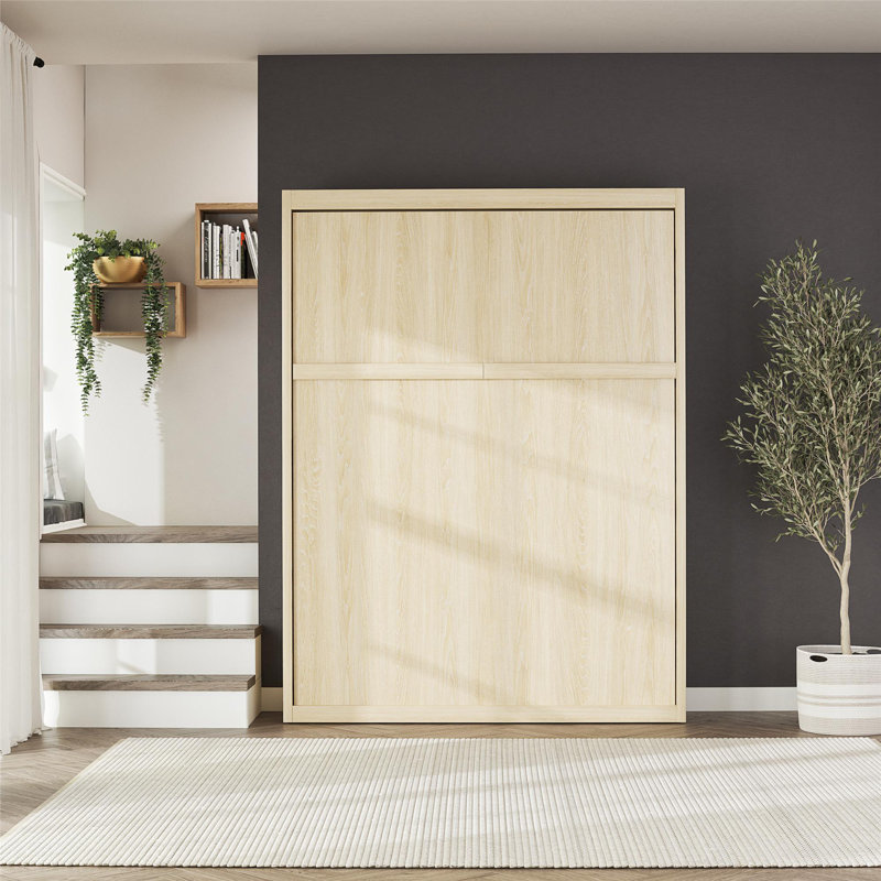 Grand lit escamotable avec matelas Wexford, Chêne clair