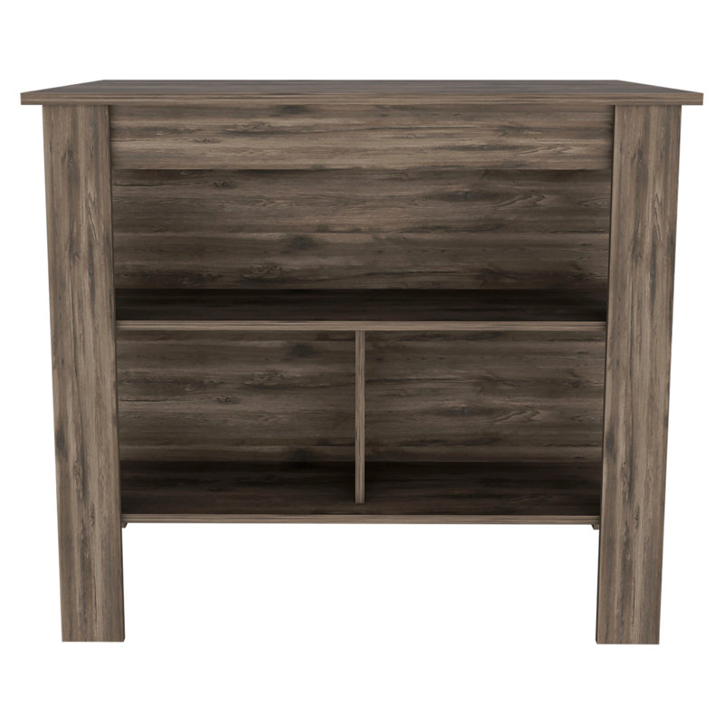 Cala Kitchen Island, Four Legs, Three Shelves, Brown