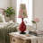 Red Ceramic Floral Shade Mini Table Lamp