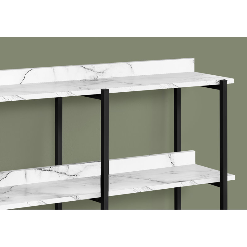 Console, faux marbre, métal, stratifié, 1 pièce, blanc, noir, étroit