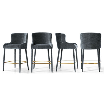 Tabouret de comptoir à oreilles 26,5 po avec repose-pieds doré Chenille