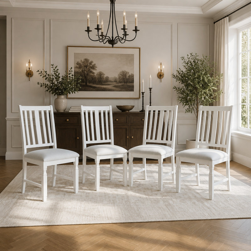 Ensemble de table de salle à manger extensible 5 pièces 59 "à 77" avec 4 chaises rembourrées Farmhouse, Beige et brun