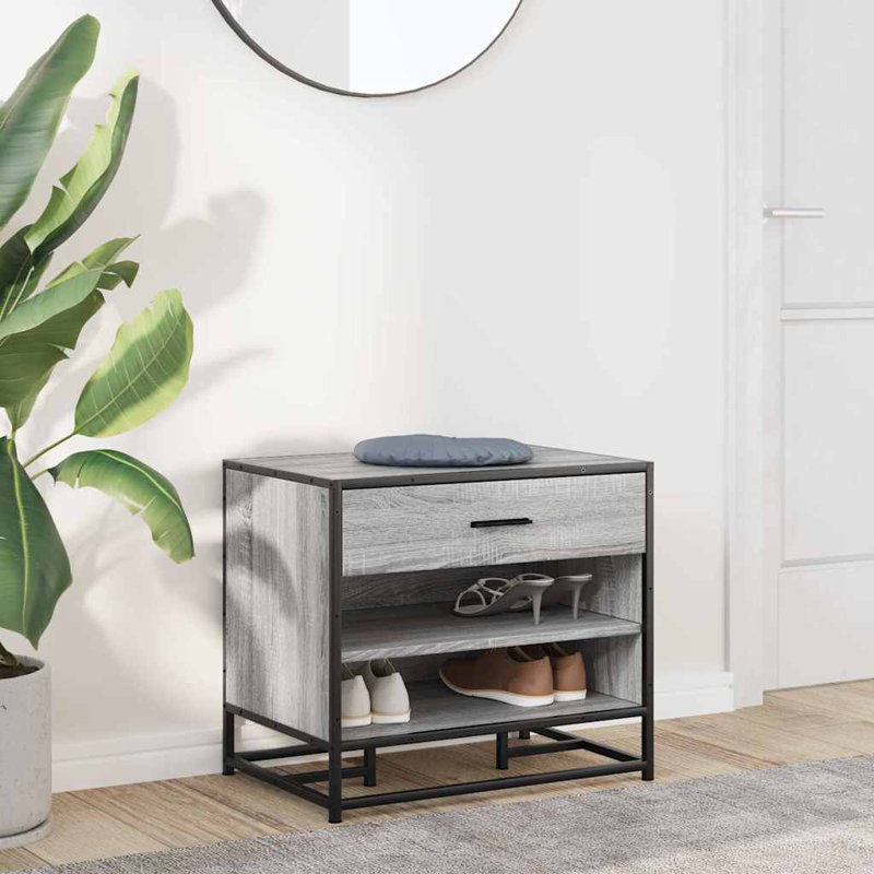 4 Pair Shoe Storage Bench, Grey Sonoma