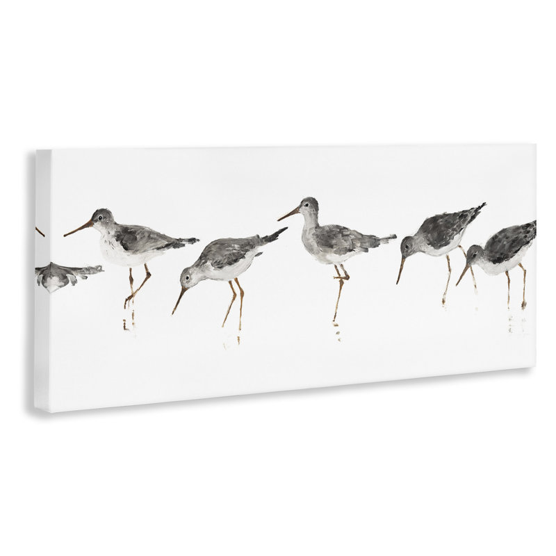 «Beach Bird Sandpipers Minimal Grey White» par Avery Tillmon - Peinture