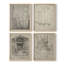 Croquis rétro, ensemble de 4 encadrées Lxxx-1031780389