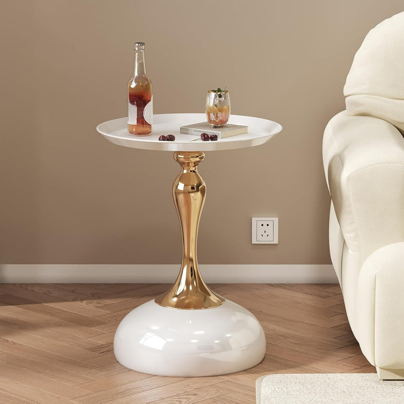 Modern Round Side Table, Stylish Accent End Table for Living Room Home Decor