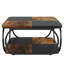 Table basse carrée 39 "avec tablette de rangement - Table basse à 2 niveaux avec structure incurvée en métal robuste