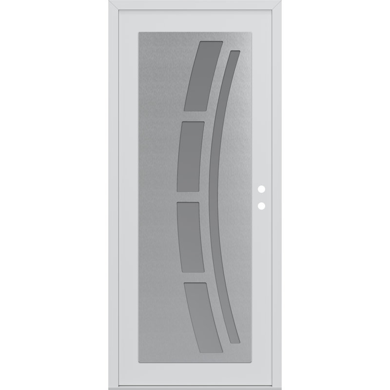 C12 à gauche 36 po X 80 po Porte d'entrée avant à panneau en verre givré blanc et blanc, Gelé, Gauche