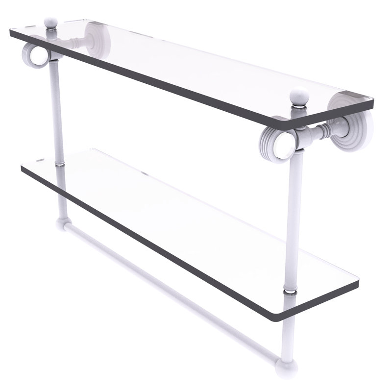 Étagère à 2 niveaux Jarrell, H 13 po x l 22 po x P 5,12 po, Blanc mat
