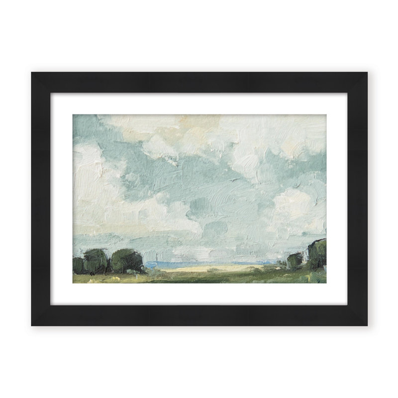 Nature Inspired Golden Meadows: A Serene Landscape Composition, 12" H x 16" W x 1.125" D, Framed Matted Print, Black