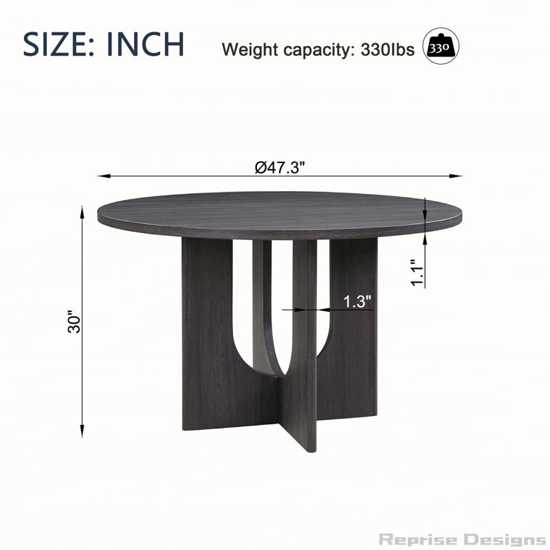 Table de salle à manger moderne pour 4 personnes, table de salle à manger ronde 47,3 pouces Farmhouse pour cuisine, salle à manger et salon