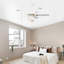 Ventilateur de plafond 52 po à profil bas, ventilateurs de plafond modernes blancs avec télécommande pour chambre à coucher, salon, 3 vitesses, abat-jour en verre - blanc mat