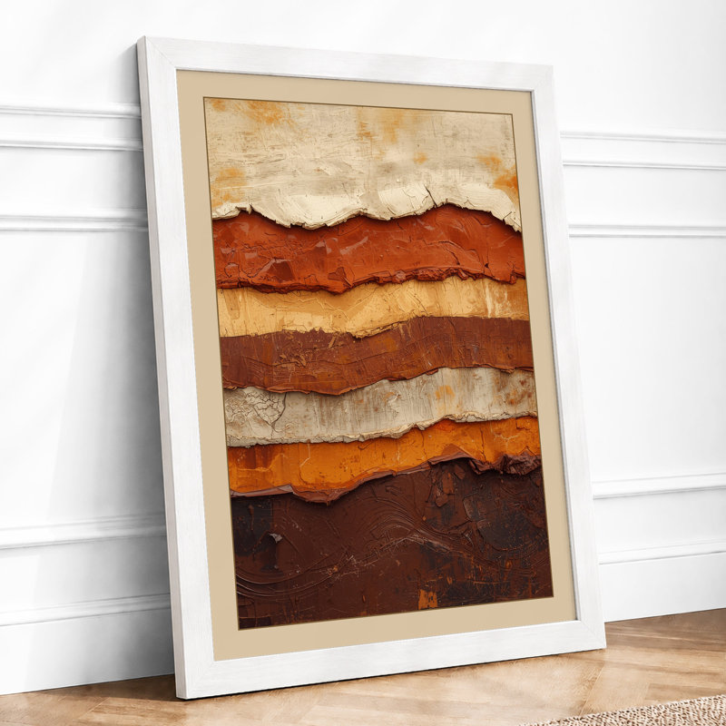 Earthbound Strata Abstract - Framed Print, A1 - 84.1 x 59.4 cm, White