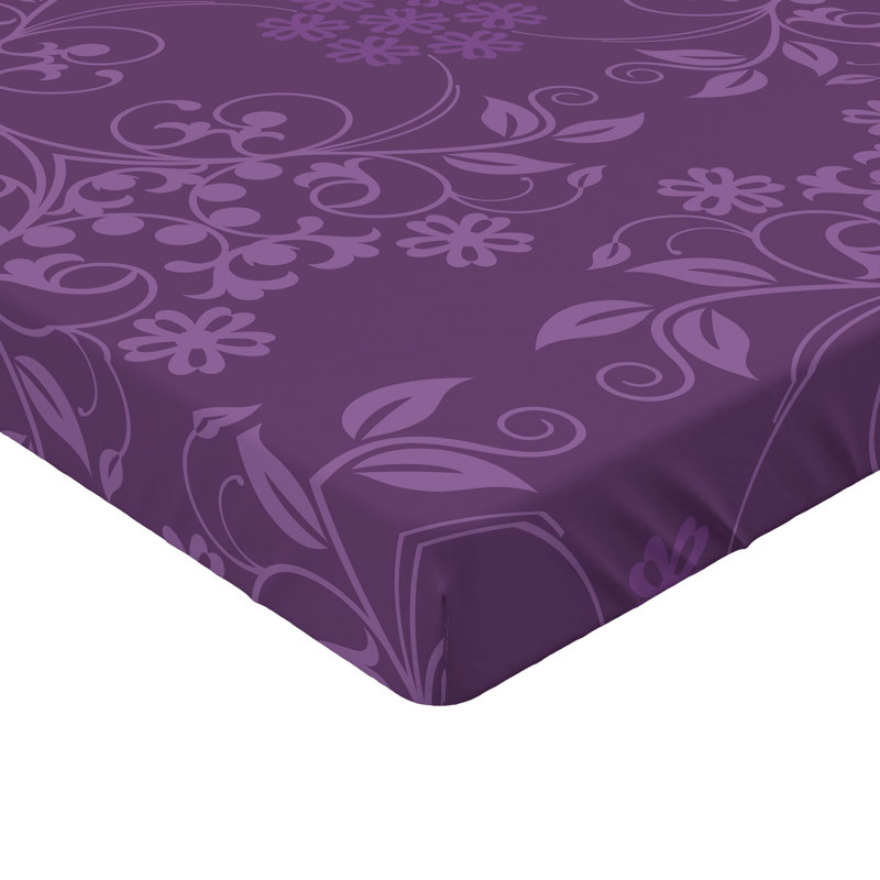 Drap-housse orange Ambesonne, Floral violet, Drap-housse pour lit simple TG