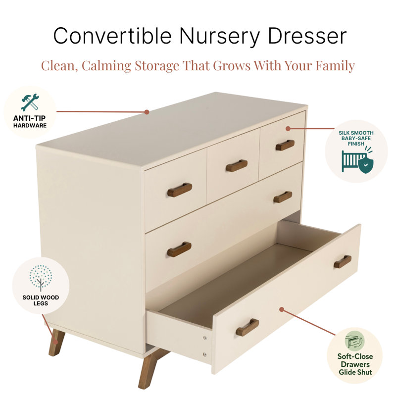 Soho 5-drawer dresser, Almond Milk/Walnut