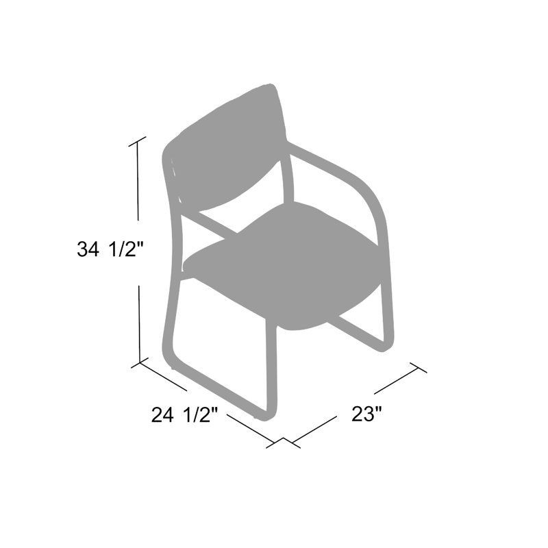 Fauteuil d'invité avec base traîneau Kate, structure en acier, similicuir noir, Noir