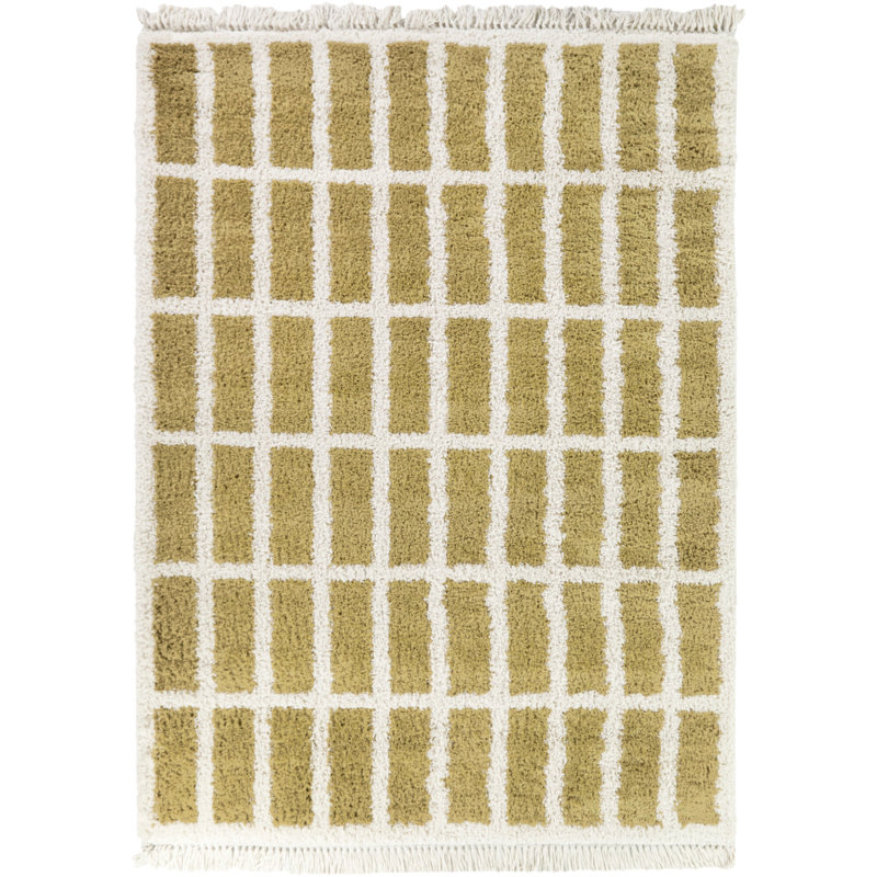 Tapis jaune à poils longs Chapdelaine, 5 pi 3 po x 7 pi
