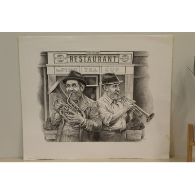 Brass Band by Emanuel Schary Black and White Lithograph 18 x 14