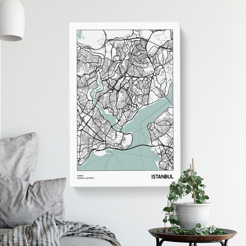 Map Istanbul Turkey - Wrapped Canvas, 50cm H x 35cm W x 3cm D