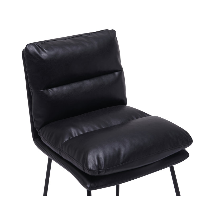 Volana Upholstered Counter Stool with Metal Frame (Set of 2), Black