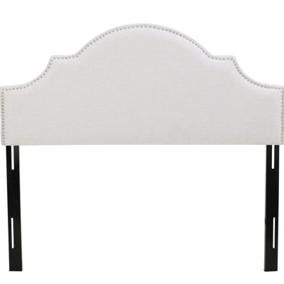 Grande et grande tête de lit - Conception arquée élégante avec pieds réglables, tissu confortable, finition grise et silhouette élégante, garniture cloutée, pieds, revêtement invitant, couleur