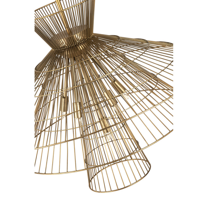 Lustre géométrique unique à 8 lumières Bowry, Laiton frotté