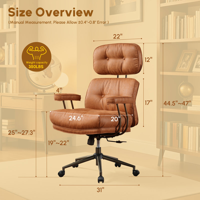 Schaffer Office Chair, Ergonomic Big And Tall Computer Desk Chairs, Executive Chair With Adjustable High Back, Lumbar Support Swivel Pc Chair With Rocking Function