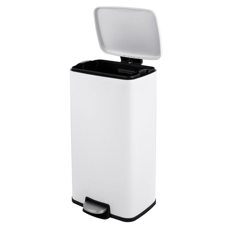 Poubelle à pédale en plastique 8 gallons, Blanc