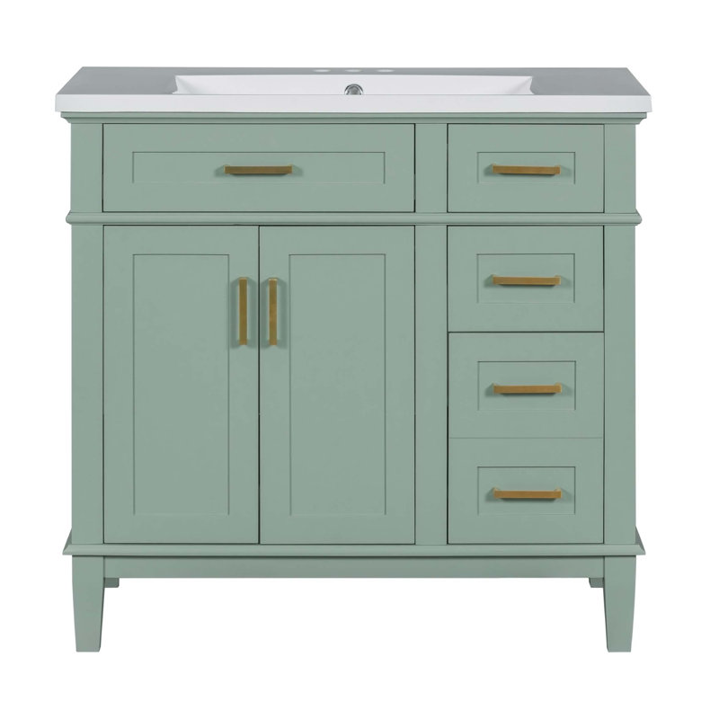 Meuble-lavabo 36 po avec lavabo en résine, Vert